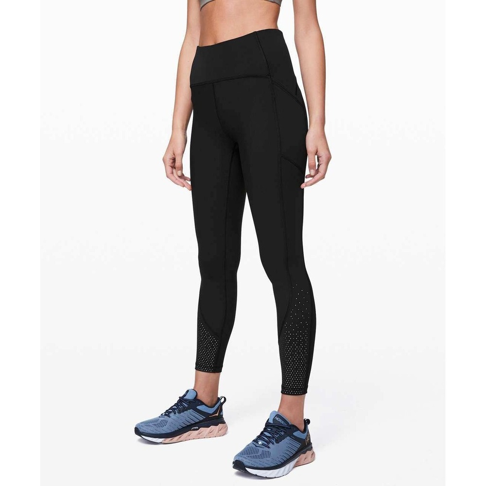 Lululemon Black High Rise Running Leggings 25.5" Size 10 Athleisure